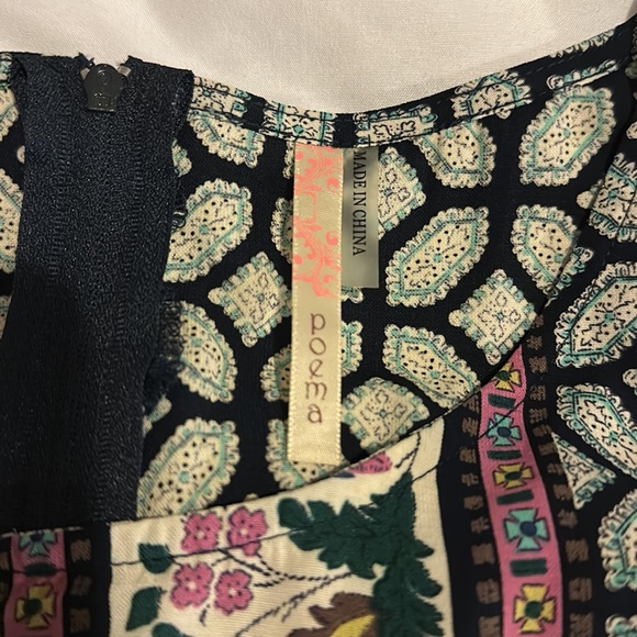 Poema Sleeveless Sheath Dual Pattern Front Belted - Picture 2 of 3